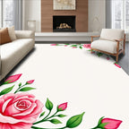 Vibrant Pink Rose Garden Border Rug