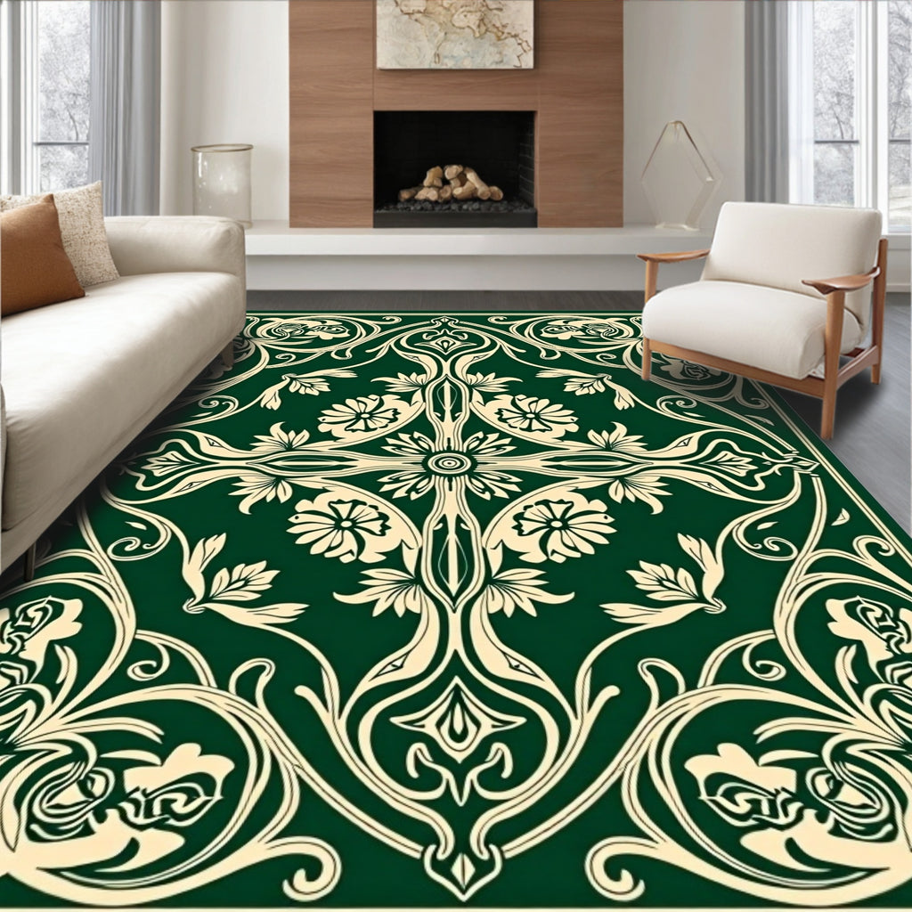 Classic Floral Swirls Pattern Design Rug