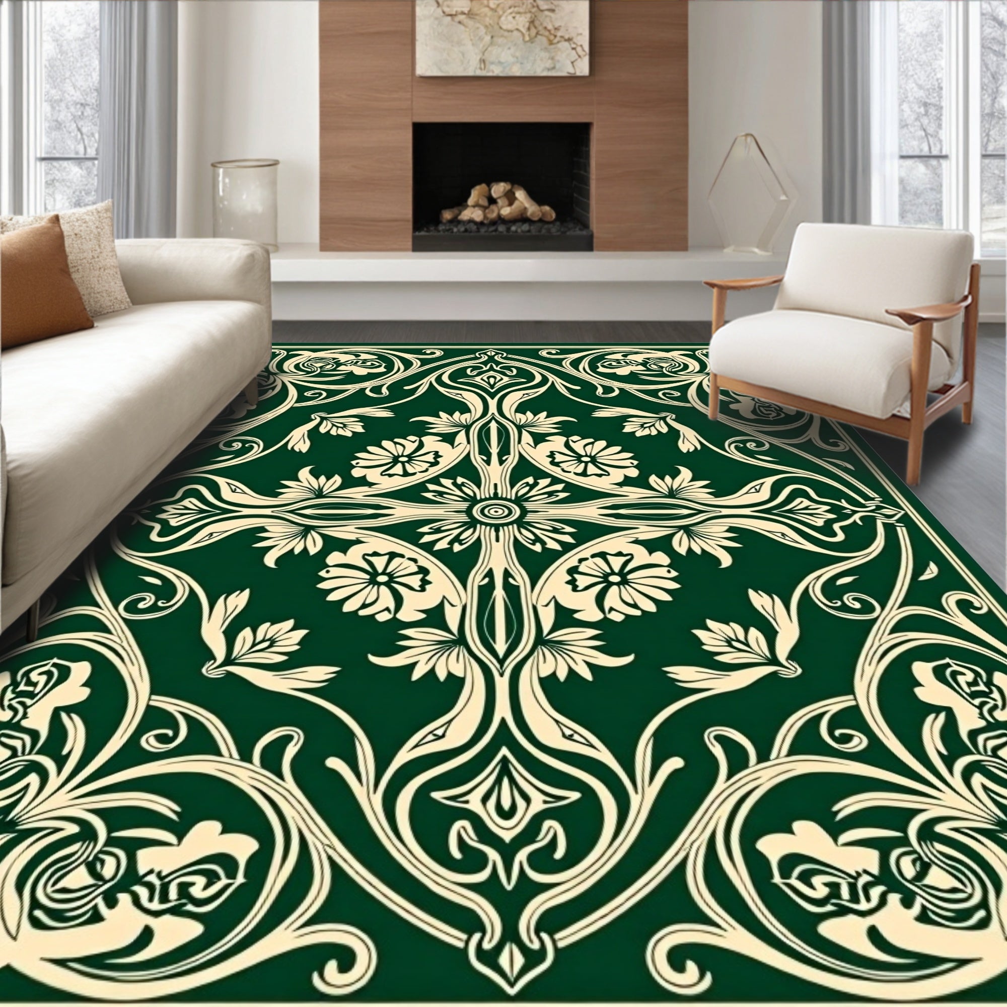 Classic Floral Swirls Pattern Design Rug