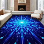 Radiant Blue Floral Burst Design Rug