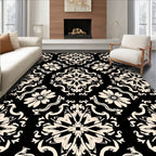 Cream Floral Damask Pattern Rug