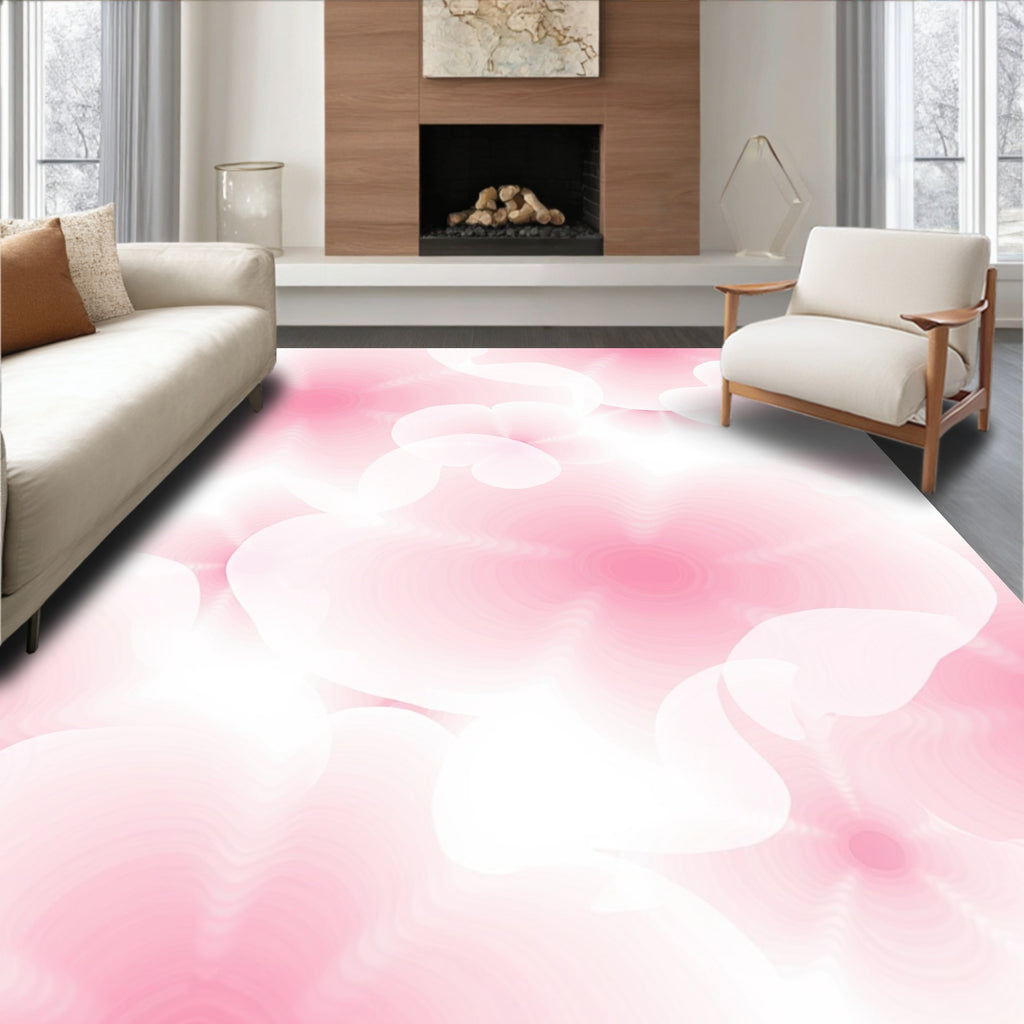 Abstract Pink Floral Swirl Pattern Rug