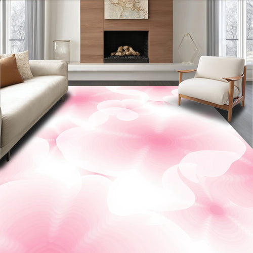 Abstract Pink Floral Swirl Pattern Rug
