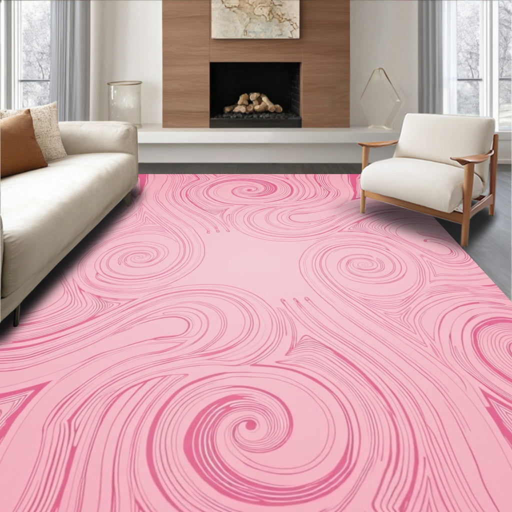 Abstract Swirls Pink Flow Pattern Rug