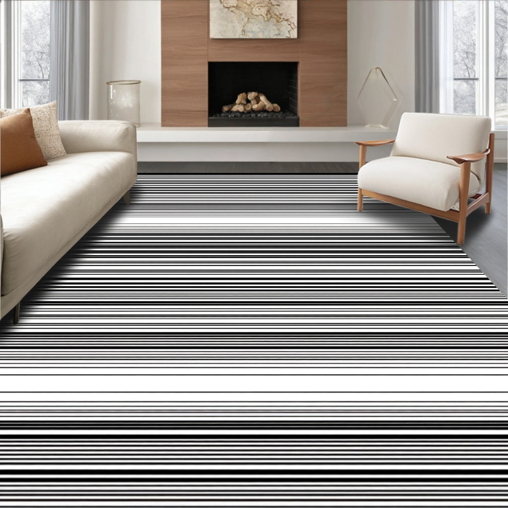 Minimalist Black White Stripe Rug