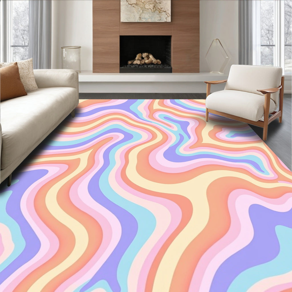 Pastel Swirl Groovy Abstract Rug