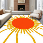 Bold Sunburst Orange Yellow Design Rug