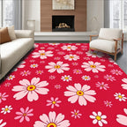 Blooming Pink Flower Pattern Rug