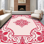 Ornate Red Floral Medallion Pattern Rug