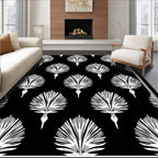 Art Deco White Fan Pattern Rug