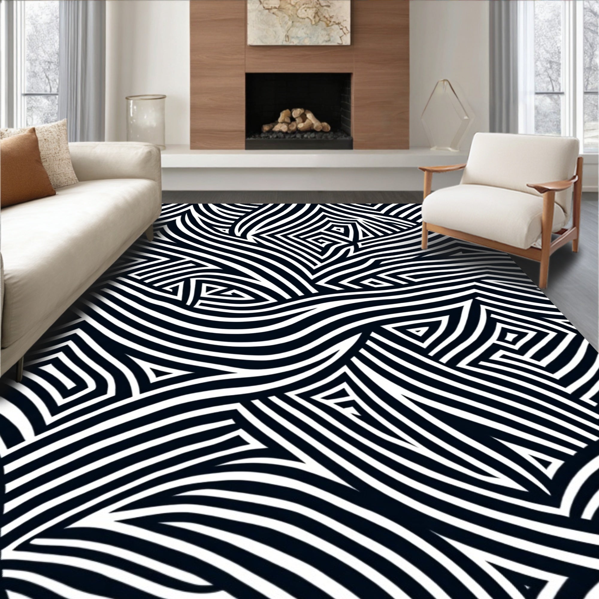 Bold Abstract Geometric Stripe Rug