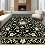 Elegant Floral Scroll Patterned Design Rug