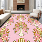 Art Deco Fan Floral Pink Pattern Rug