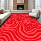 Dynamic Red Swirl Pattern Rug