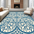 Exotic Blue Floral Intricate Pattern Rug