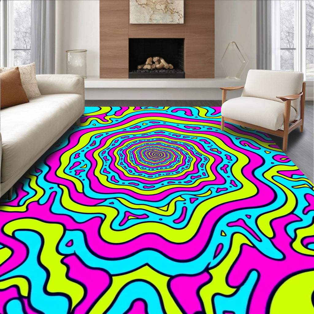 Psychedelic Swirl Neon Pop Rug