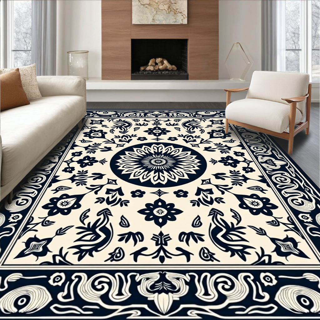 Elegant Floral Medallion Motif Rug