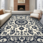 Elegant Floral Medallion Motif Rug