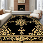 Elegant Gold Floral Medallion Design Rug