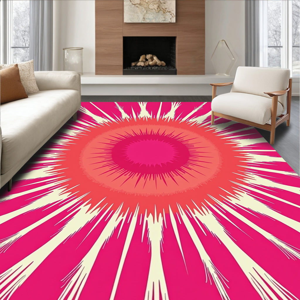 Explosive Sunburst Floral Pattern Rug