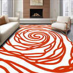 Red Swirl Abstract Art Rug