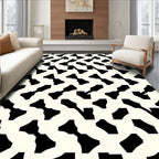 Bold Black Geometric Maze Pattern Rug
