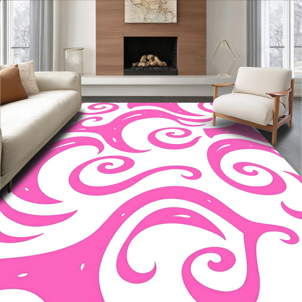 Whimsical Pink Swirl Pattern Rug