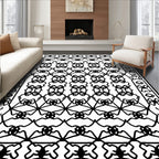 Intricate Black Diamond Lattice Rug