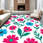 Bold Floral Pattern with Pink Blue Accents Rug