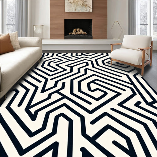 Abstract Maze Pattern Rug