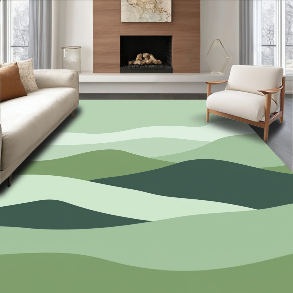 Minimalist Wavy Hillscape Pattern Rug