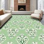 Emerald Green Floral Damask Design Rug
