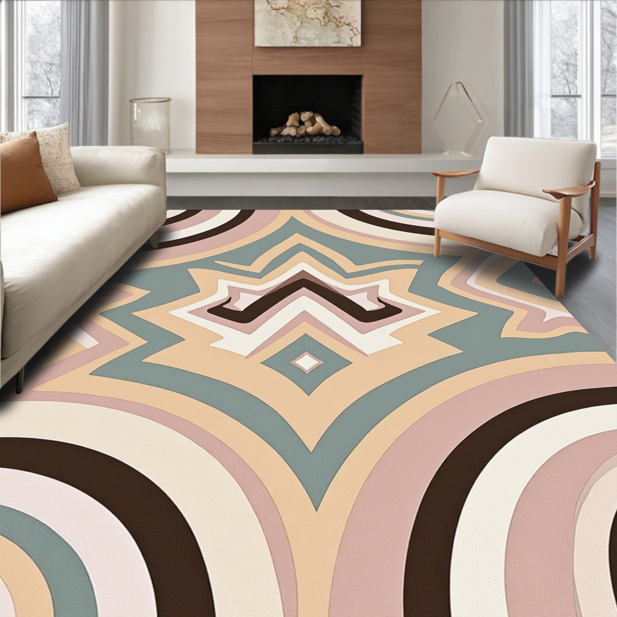 Retro Swirls Abstract Pattern Rug
