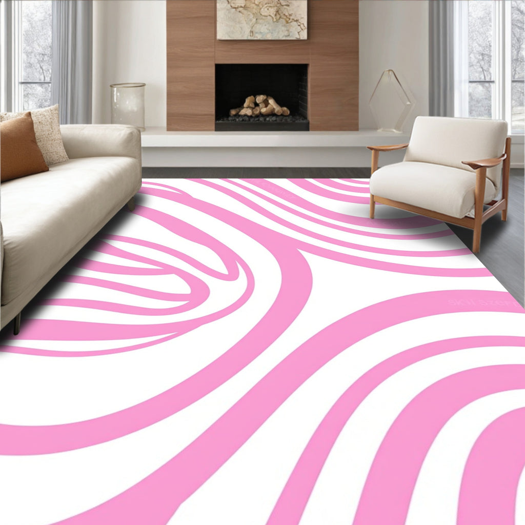 Pink Stripe Abstract Flow Rug
