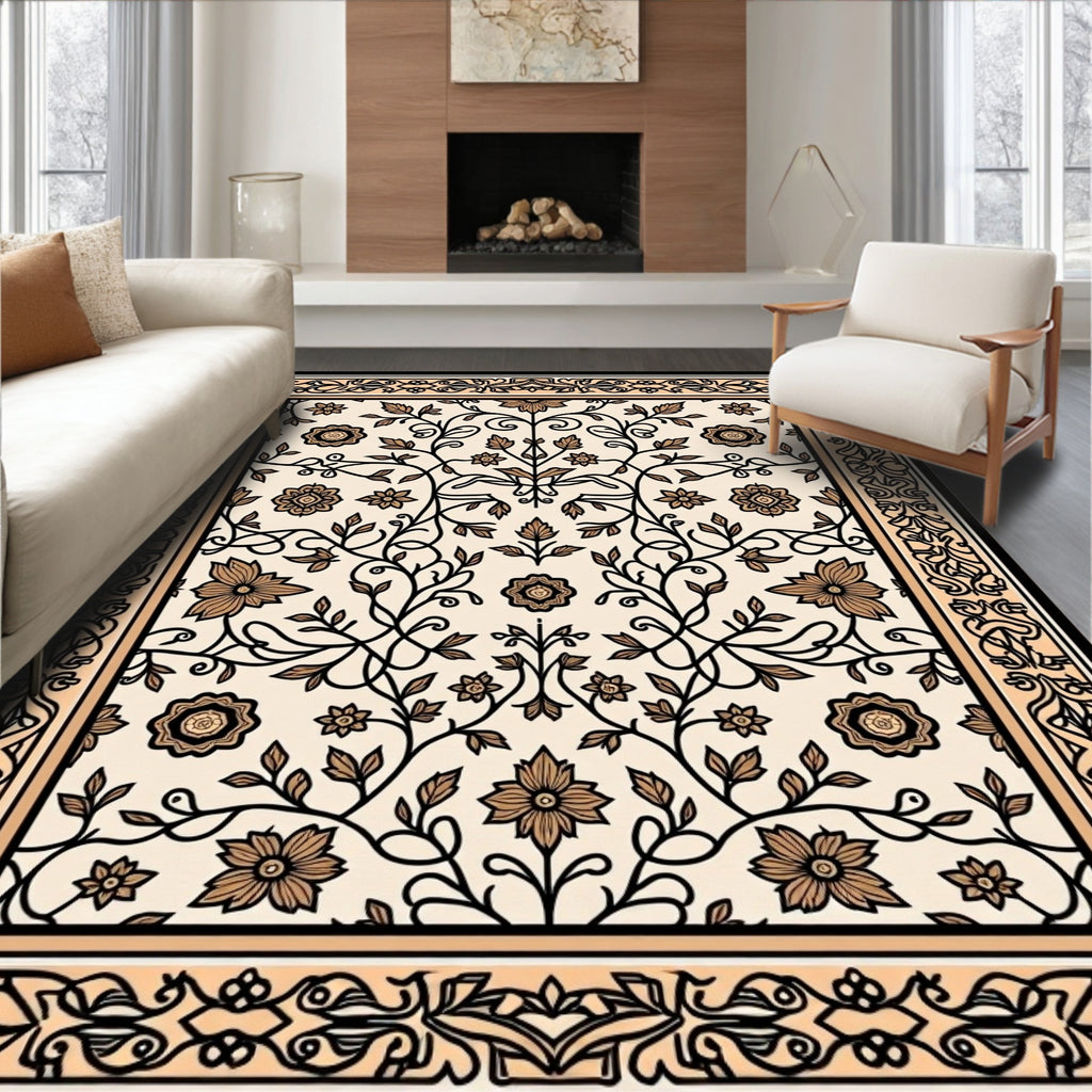Ornate Floral Vine Pattern Rug
