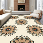 Warm Tone Floral Medallion Pattern Rug