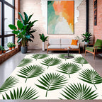 Modern Green Leaf Pattern Rug