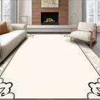 Modern Minimalist Wood Grain Border Rug