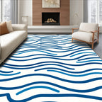 Cool Blue Wave Pattern Design Rug