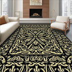 Black Cream Ornate Floral Rug