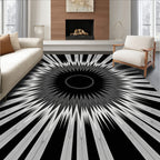 Monochromatic Dynamic Sunburst Radiating Lines Rug