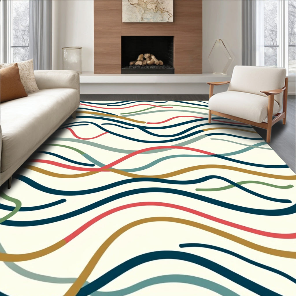 Abstract Wavy Lines Pattern Rug