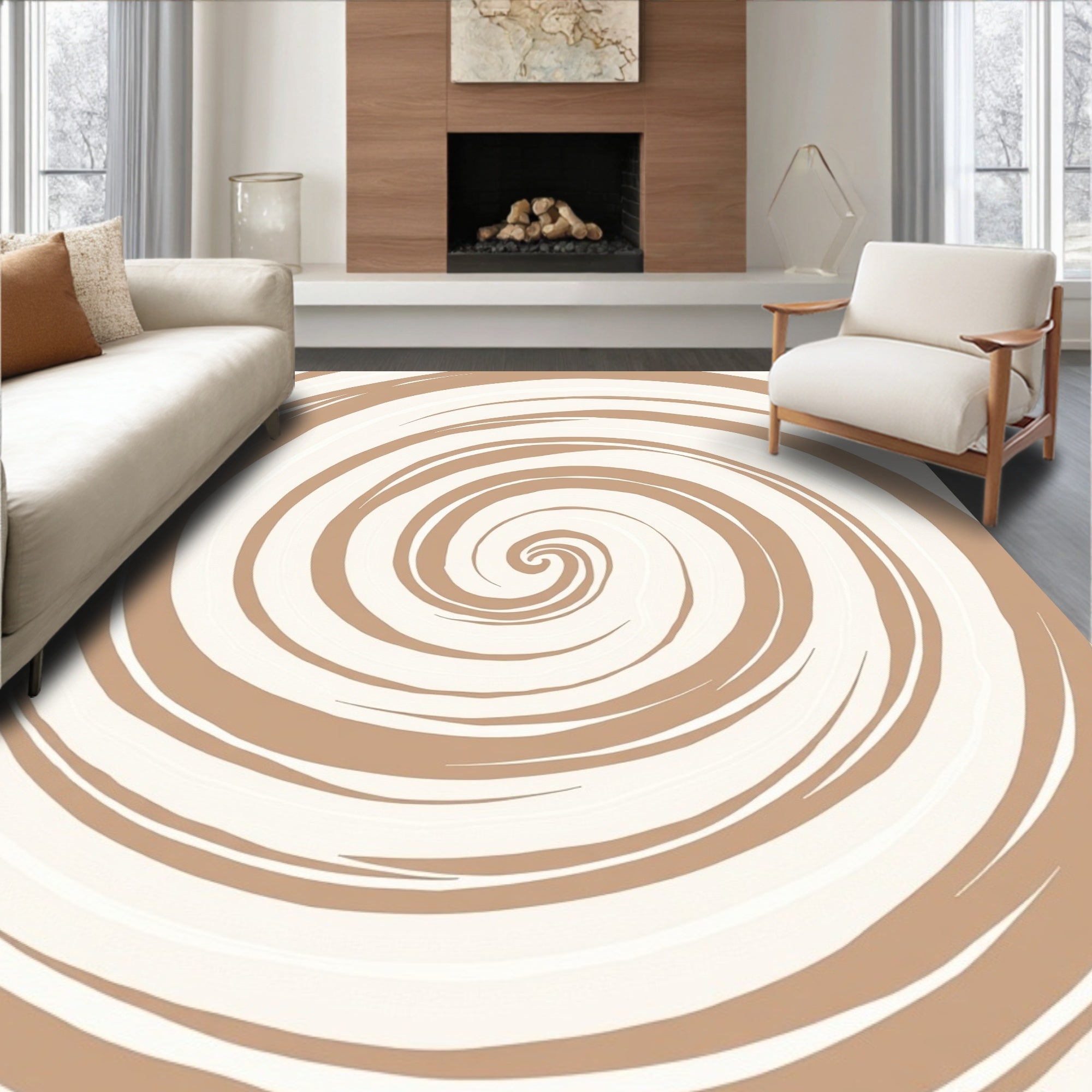 Beige Swirl Subtle Waves Rug