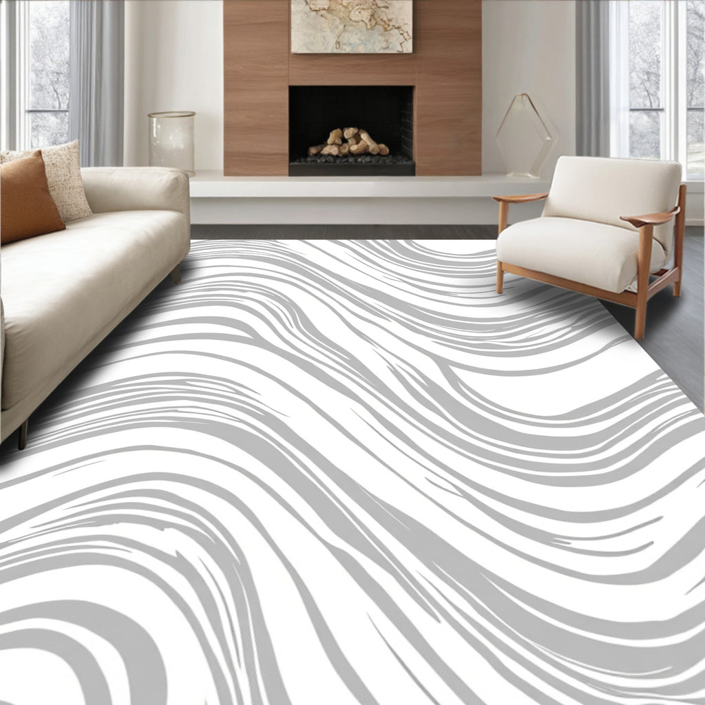 Modern Abstract Wavy Stripe Design Rug