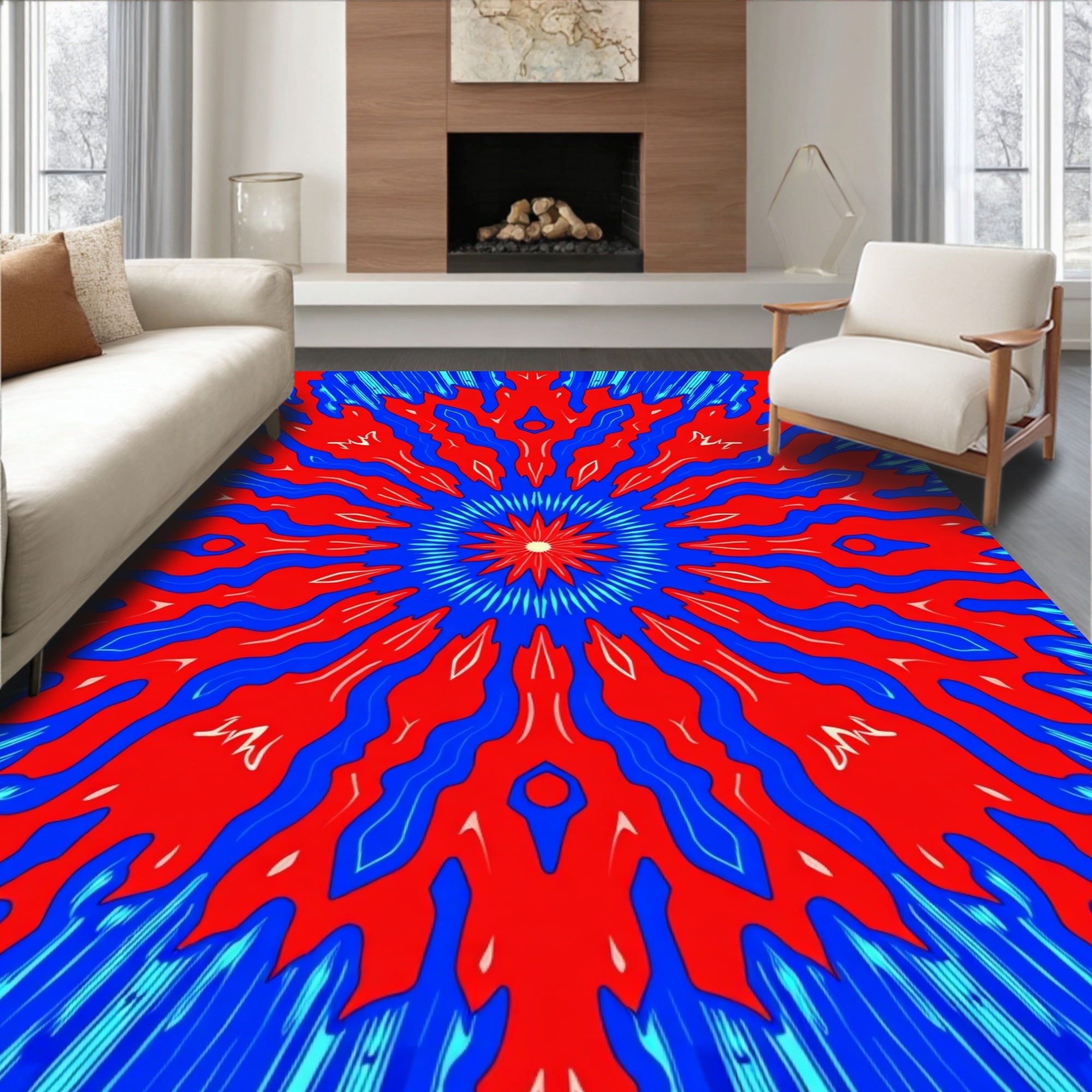 Abstract Radial Burst Pattern Rug
