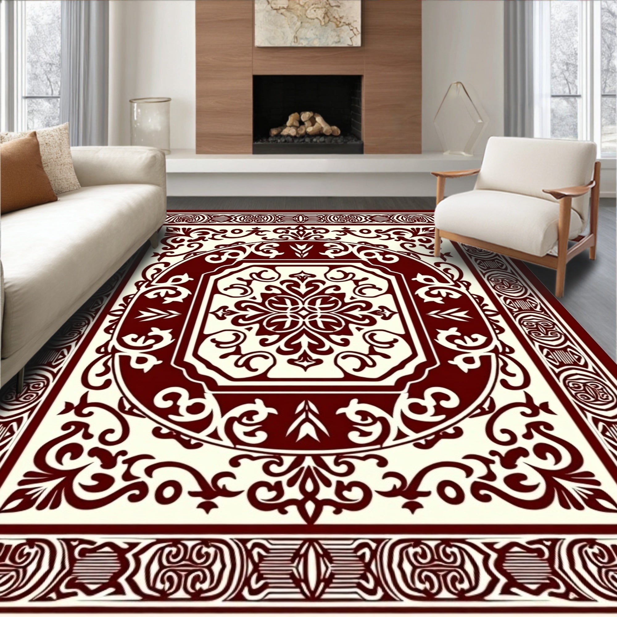 Classic Floral Medallion Geometric Design Rug
