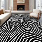 Abstract Black White Organic Lines Rug