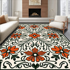 Orange Floral Vine Pattern Rug