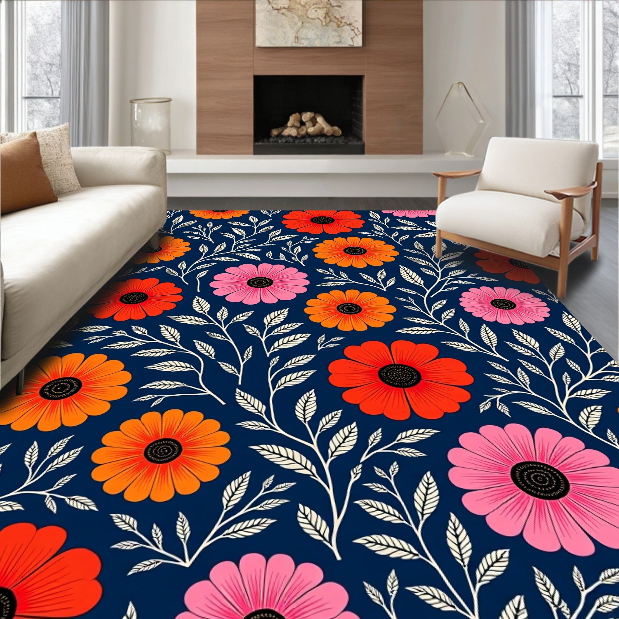 Vibrant Floral Branches Classic Rug