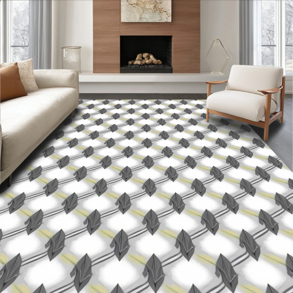 Geometric Argent Weave Pattern Rug